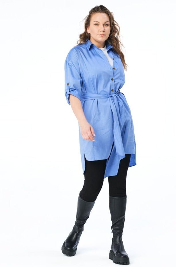 Long Sleeve Emme Cotton Shirt Dress Plus size I Shegul SHEGUL